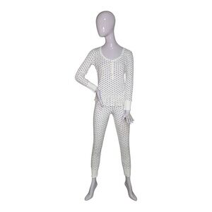 Victoria's Secret Thermal Waffle Knit Pajama Set Henley Heart Print Size S